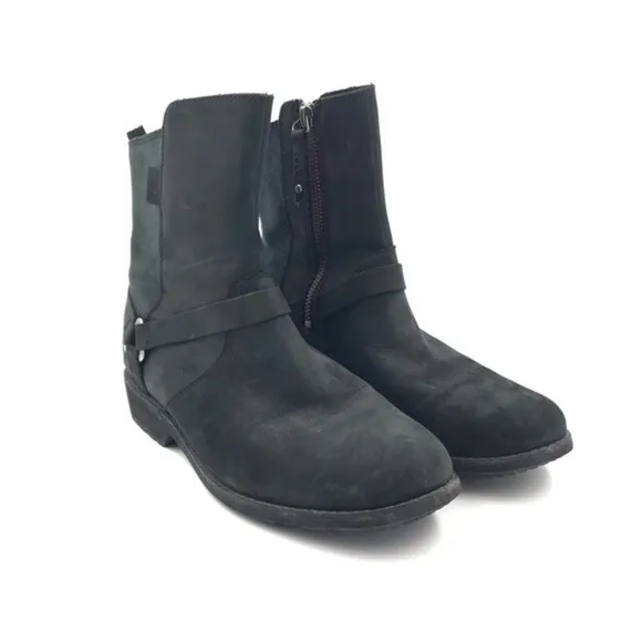 Teva De La Vina Dos Black Leather Waterproof Boots Size 8.5