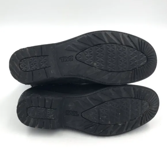 Teva De La Vina Dos Black Leather Waterproof Boots Size 8.5