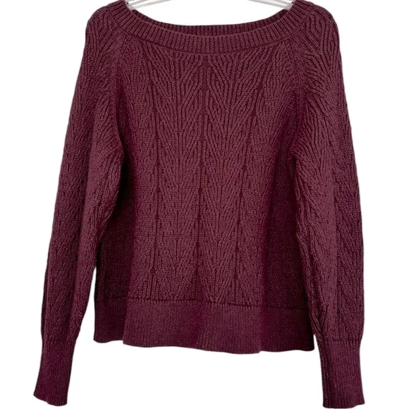 Textured Sweater Chunky Knit Houndstooth Braid Round Boatneck Y2K Size Medium
