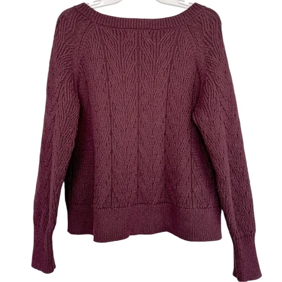 Textured Sweater Chunky Knit Houndstooth Braid Round Boatneck Y2K Size Medium