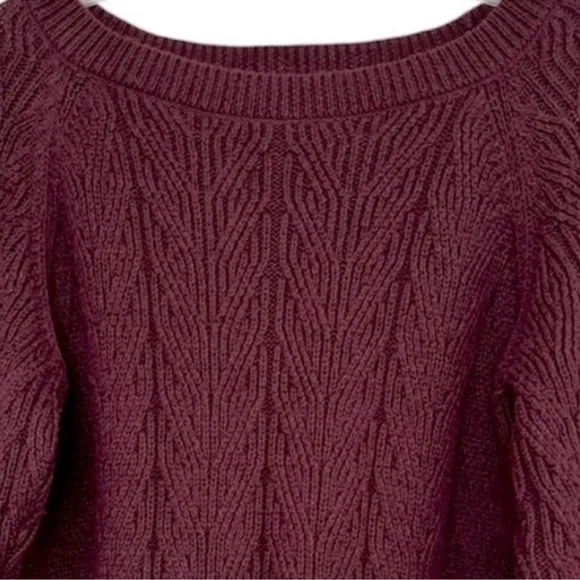 Textured Sweater Chunky Knit Houndstooth Braid Round Boatneck Y2K Size Medium