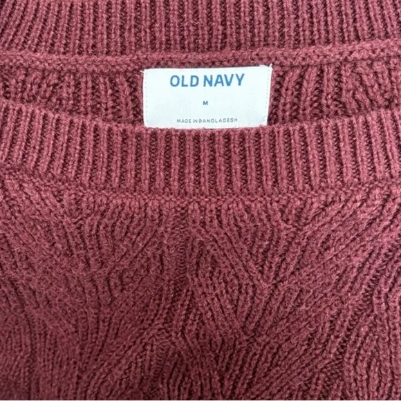 Textured Sweater Chunky Knit Houndstooth Braid Round Boatneck Y2K Size Medium