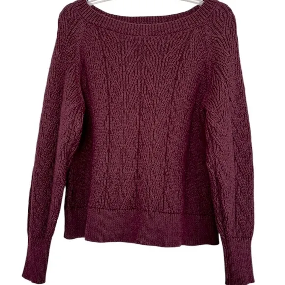 Textured Sweater Chunky Knit Houndstooth Braid Round Boatneck Y2K Size Medium