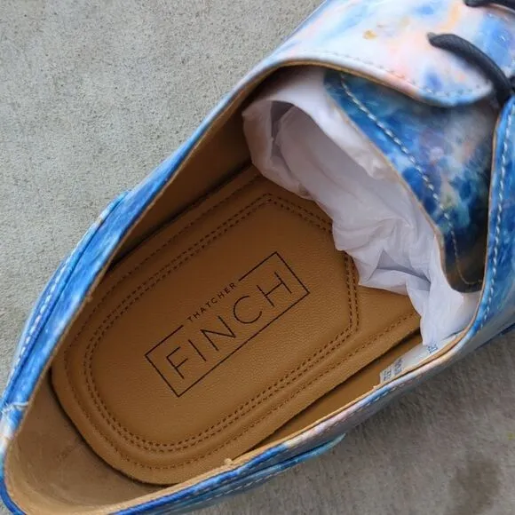 Thatcher Finch Men's Blue Colored Marbled Luxury Dress Shoes Size 10‎