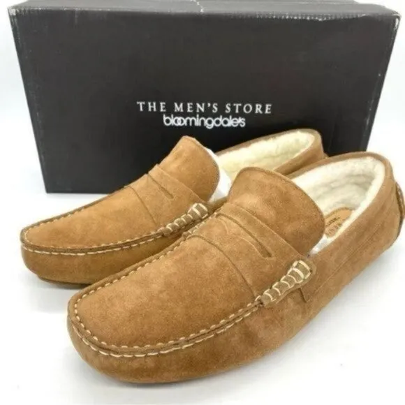 The Men’s Store Bloomingdale’s Men’s Shearling Moc Toe Suede Slippers