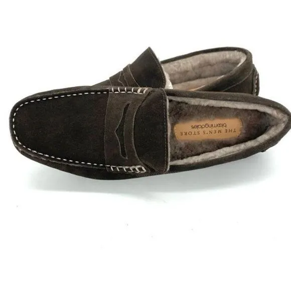 The Men’s Store Bloomingdale’s Moc Toe Loafer Slippers Brown Suede Size 7 New