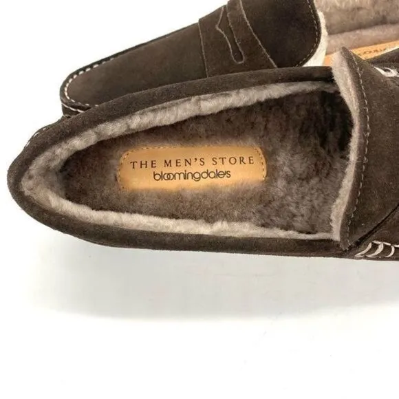 The Men’s Store Bloomingdale’s Moc Toe Loafer Slippers Brown Suede Size 7 New