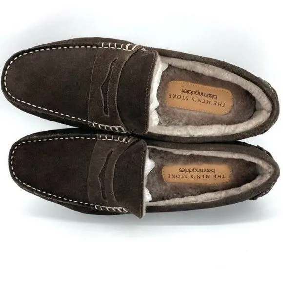 The Men’s Store Bloomingdale’s Moc Toe Loafer Slippers Brown Suede Size 7 New