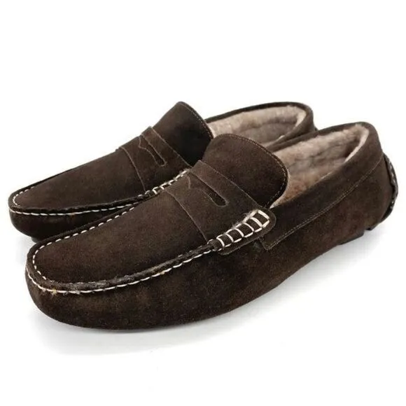The Men’s Store Bloomingdale’s Moc Toe Loafer Slippers Brown Suede Size 7 New