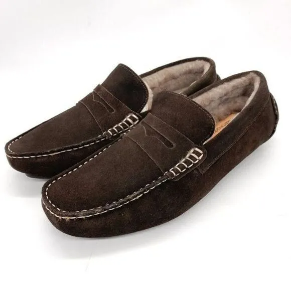 The Men’s Store Bloomingdale’s Moc Toe Loafer Slippers Brown Suede Size 7 New