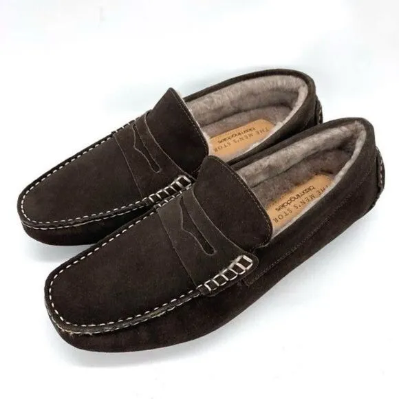 The Men’s Store Bloomingdale’s Moc Toe Loafer Slippers Brown Suede Size 7 New