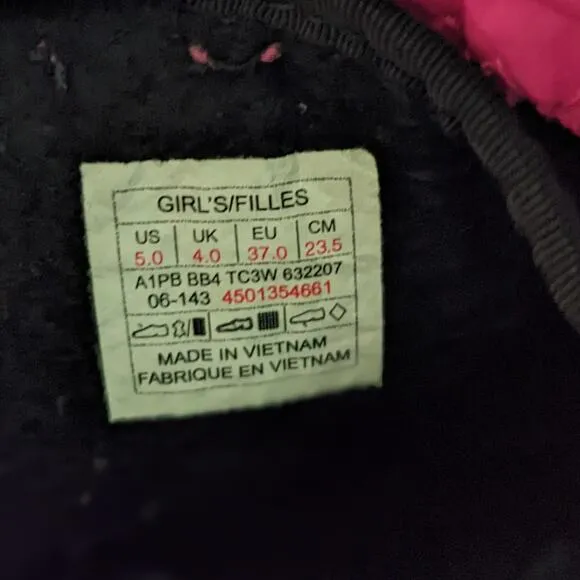 The North Face Size 5 Kids Alpenglow II Winter Boots Pink Gray Waterproof