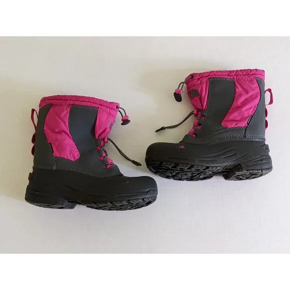 The North Face Size 5 Kids Alpenglow II Winter Boots Pink Gray Waterproof