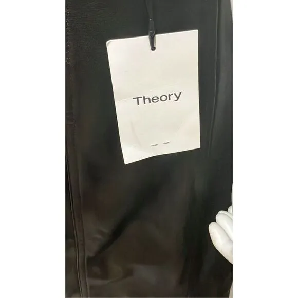 Theory Black Seamed Faux Leather Skirt Size 6