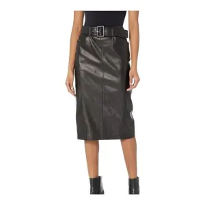Theory Black Seamed Faux Leather Skirt Size 6