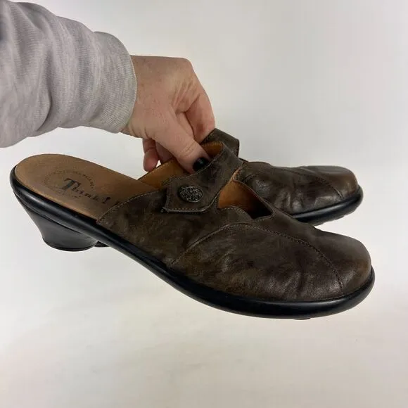 Think! Mary Jane heels women's size 10 brown leather minimalist heels shoes