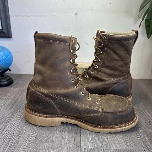 Thorogood 804-4378 Men's Leather Steel Safety Moc Toe Boots Size 11.5 D