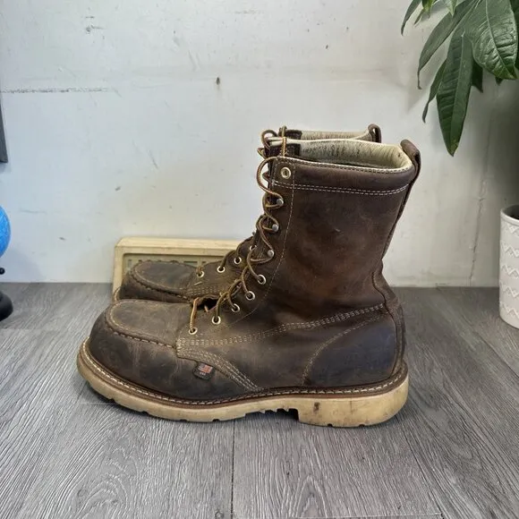 Thorogood 804-4378 Men's Leather Steel Safety Moc Toe Boots Size 11.5 D