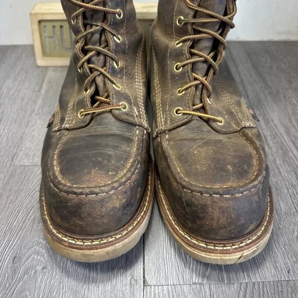 Thorogood 804-4378 Men's Leather Steel Safety Moc Toe Boots Size 11.5 D
