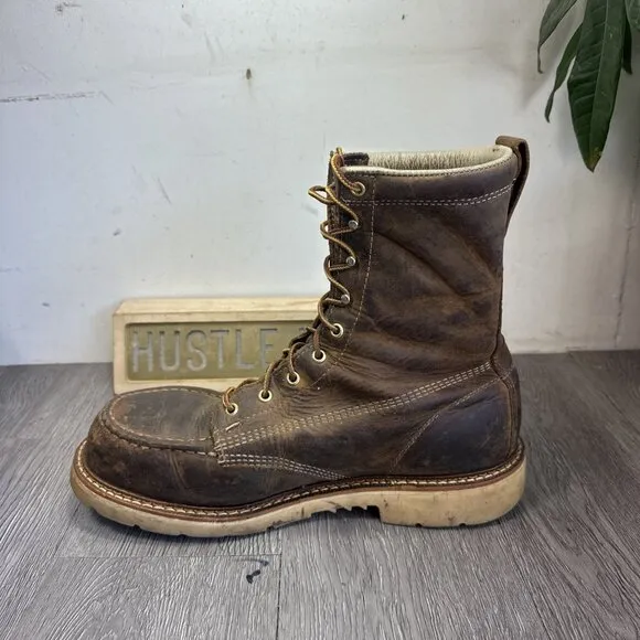 Thorogood 804-4378 Men's Leather Steel Safety Moc Toe Boots Size 11.5 D