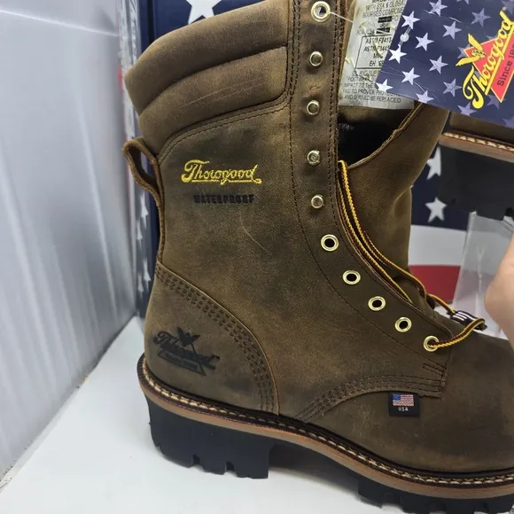 Thorogood Mens 10.5 D 804-3554 Logger Series 9″ WP Crazy Horse Steel Toe Boots