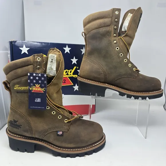 Thorogood Mens 10.5 D 804-3554 Logger Series 9″ WP Crazy Horse Steel Toe Boots