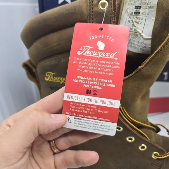 Thorogood Mens 10.5 D 804-3554 Logger Series 9″ WP Crazy Horse Steel Toe Boots