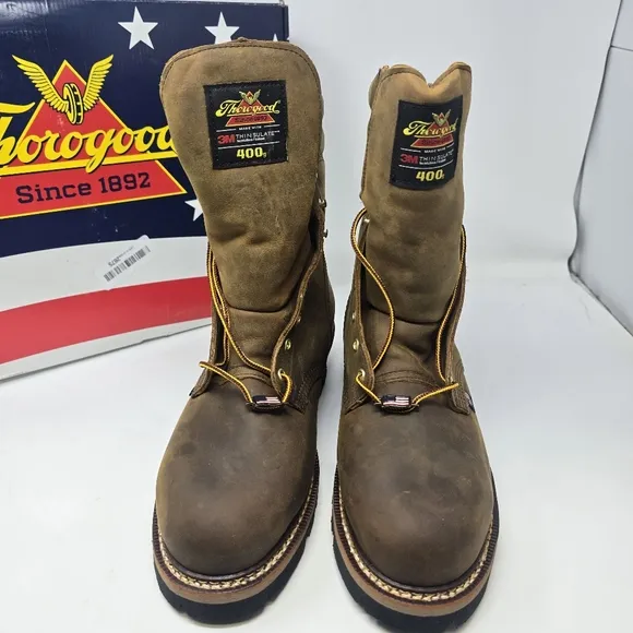 Thorogood Mens 10.5 D 804-3554 Logger Series 9″ WP Crazy Horse Steel Toe Boots