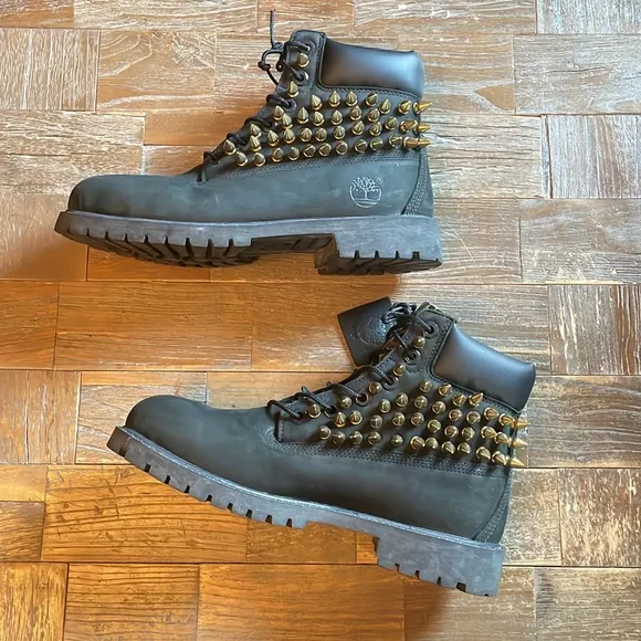 Timberland Customized Spiked Leopard Nubuck Boots🖤