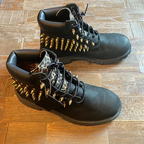 Timberland Customized Spiked Leopard Nubuck Boots🖤