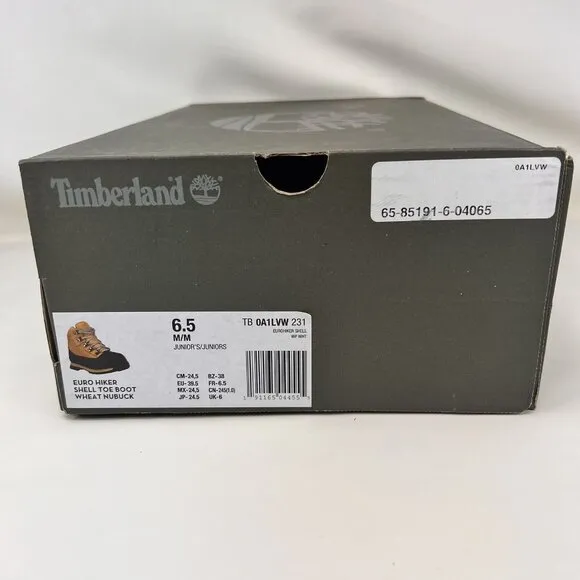 Timberland Euro Hiker Shell Toe Boots Brown Black Boys Size 6.5 / Women’s Size 8