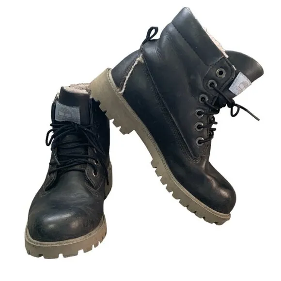 Timberland Premium 6&quot; Waterproof Leather Boots Kids Jr Sz 4.5/Women 6/6.5 #259D