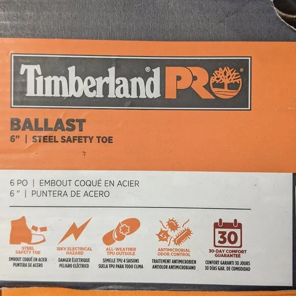 Timberland PRO Ballast Steel Toe Work Boots, Brown Leather, Men's 8.5 M