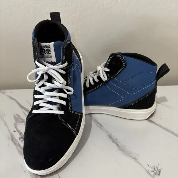 Timberland PRO Berkley Hi Mens 9.5 Black Blue Composite Toe Sneaker Work Shoes