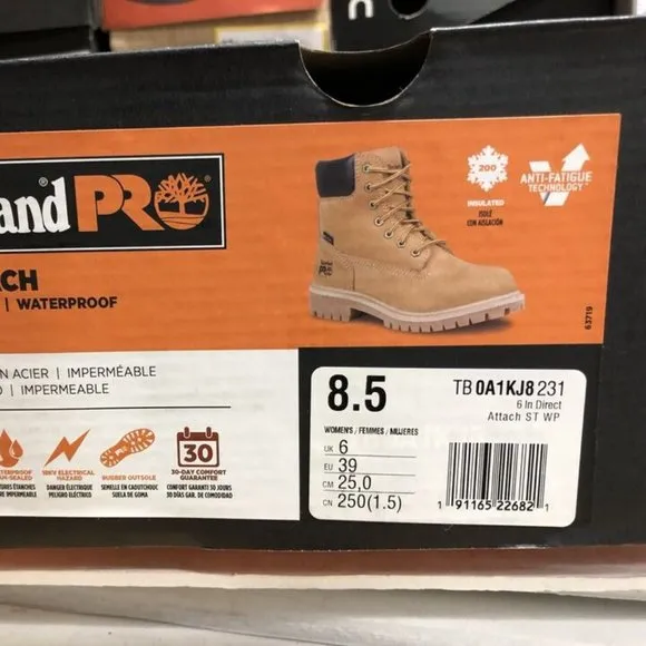 Timberland Pro Direct Attach 6 Womens Steel Toe Work Boots Brown Size 8.5 M