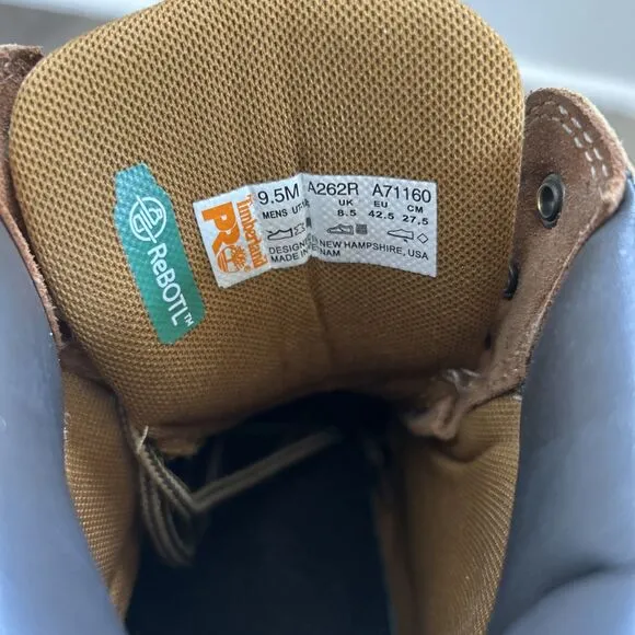 Timberland Pro Mens 9.5 Work Boots Steel Toe 6&quot; Direct Attach Brown Leather