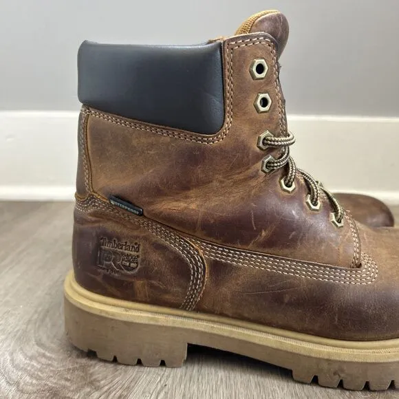 Timberland Pro Mens 9.5 Work Boots Steel Toe 6&quot; Direct Attach Brown Leather