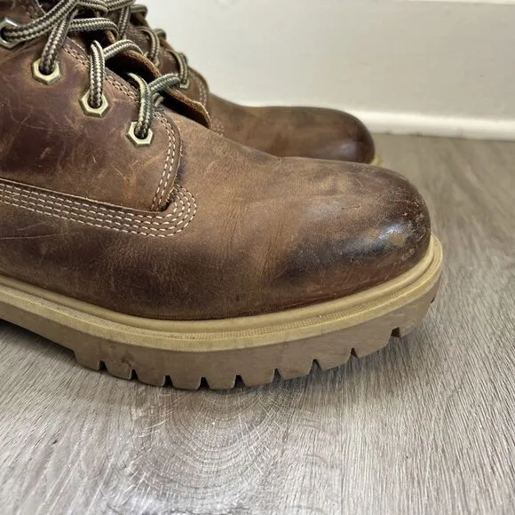 Timberland Pro Mens 9.5 Work Boots Steel Toe 6&quot; Direct Attach Brown Leather