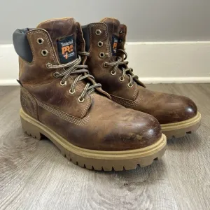 Timberland Pro Mens 9.5 Work Boots Steel Toe 6&quot; Direct Attach Brown Leather