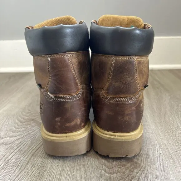 Timberland Pro Mens 9.5 Work Boots Steel Toe 6&quot; Direct Attach Brown Leather