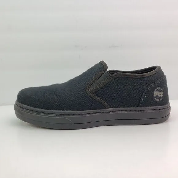 Timberland Pro Mens Size 7.5 Black Slip On Steel Toe Safety Work Sneaker Shoes