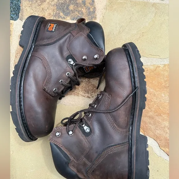 Timberland Pro Pit Boss 6” Work Boots Shoes Steel Toe 33034 Brown Size 9.5 M