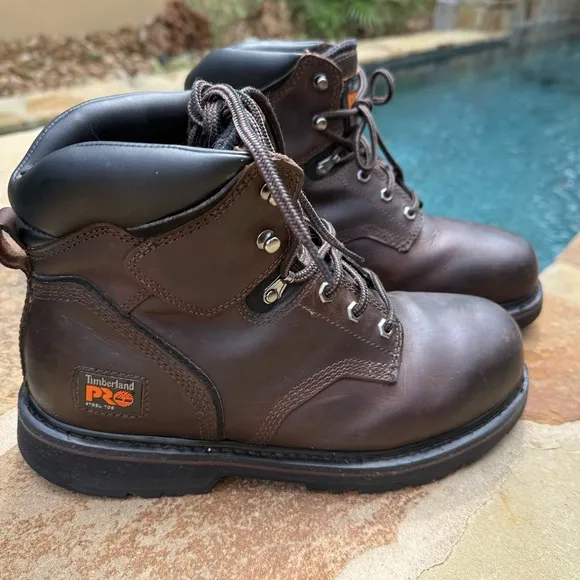 Timberland Pro Pit Boss 6” Work Boots Shoes Steel Toe 33034 Brown Size 9.5 M