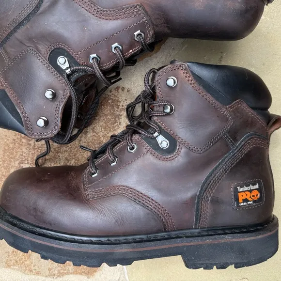 Timberland Pro Pit Boss 6” Work Boots Shoes Steel Toe 33034 Brown Size 9.5 M