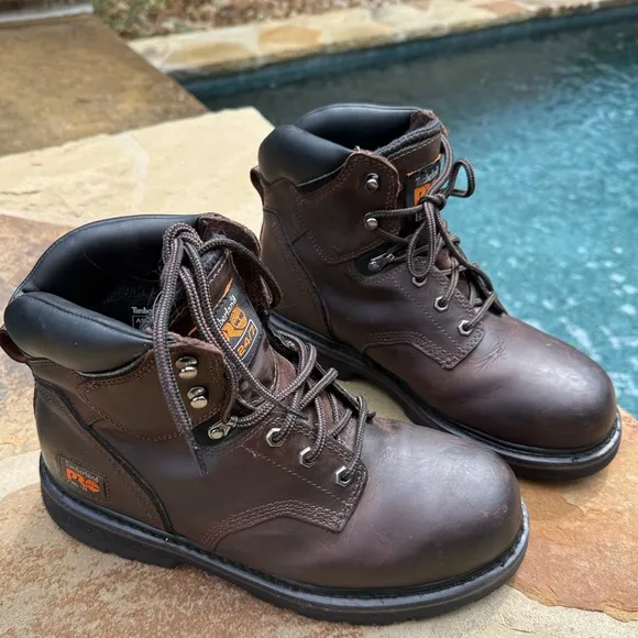 Timberland Pro Pit Boss 6” Work Boots Shoes Steel Toe 33034 Brown Size 9.5 M
