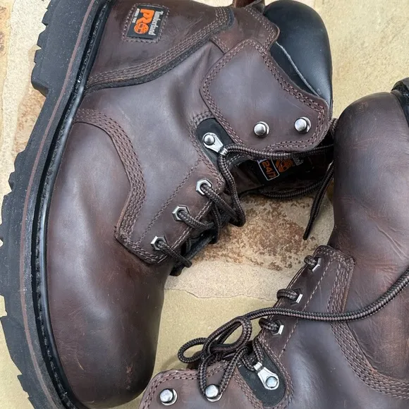 Timberland Pro Pit Boss 6” Work Boots Shoes Steel Toe 33034 Brown Size 9.5 M