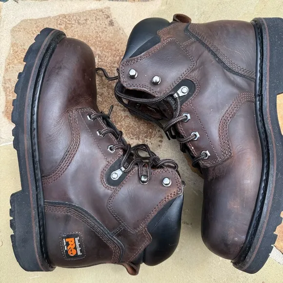 Timberland Pro Pit Boss 6” Work Boots Shoes Steel Toe 33034 Brown Size 9.5 M