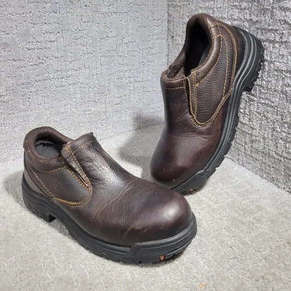 Timberland Pro Titan Alloy Men's Size 7.5M Brown Leather Safety Toe Work Shoes