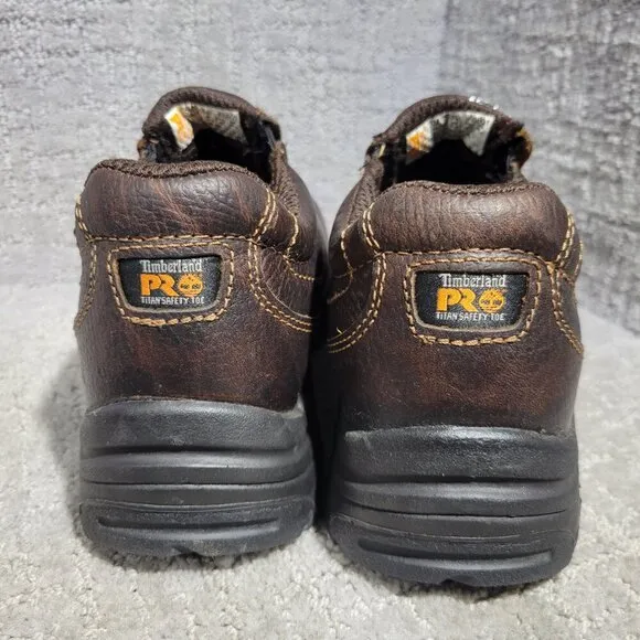 Timberland Pro Titan Alloy Men's Size 7.5M Brown Leather Safety Toe Work Shoes