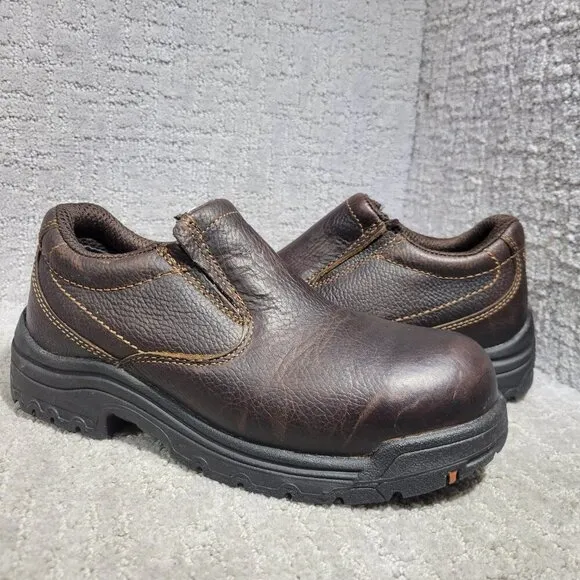 Timberland Pro Titan Alloy Men's Size 7.5M Brown Leather Safety Toe Work Shoes